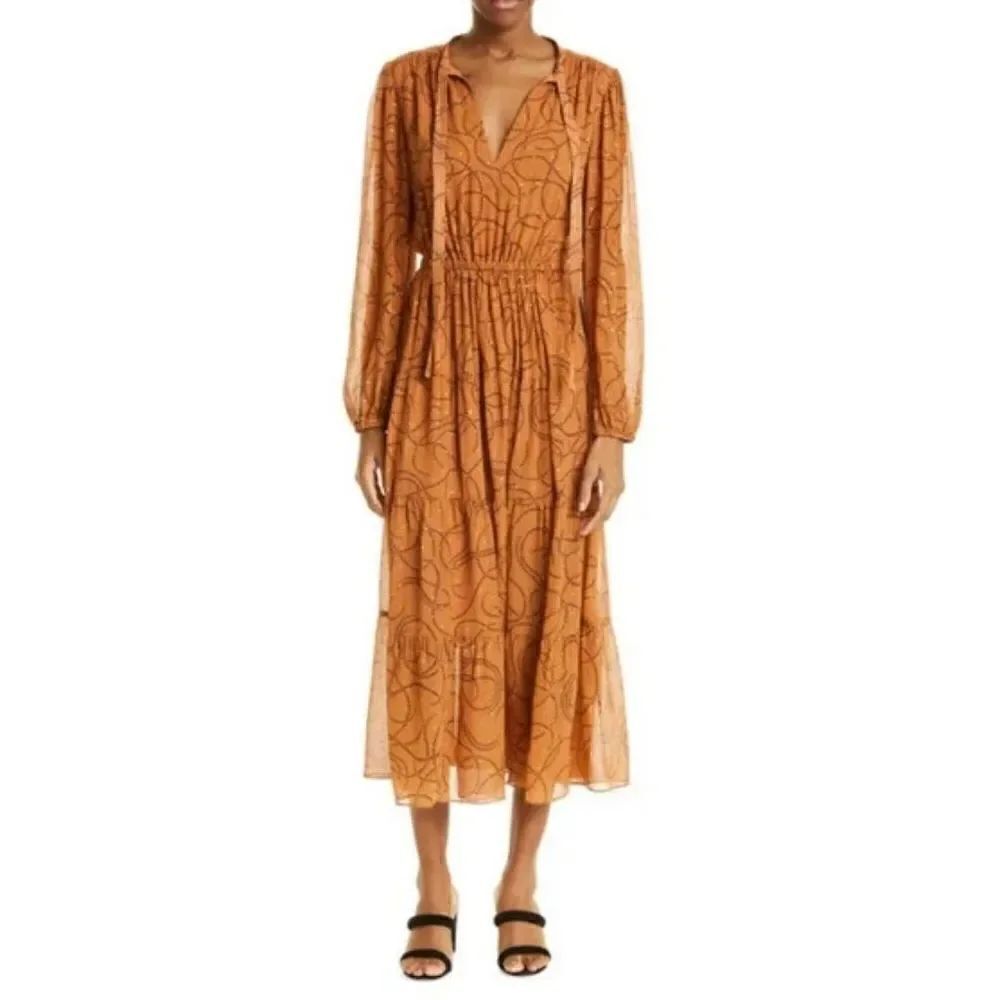 ALC Marlowe Long Sleeve Midi Dress in Silk NWT Size 2